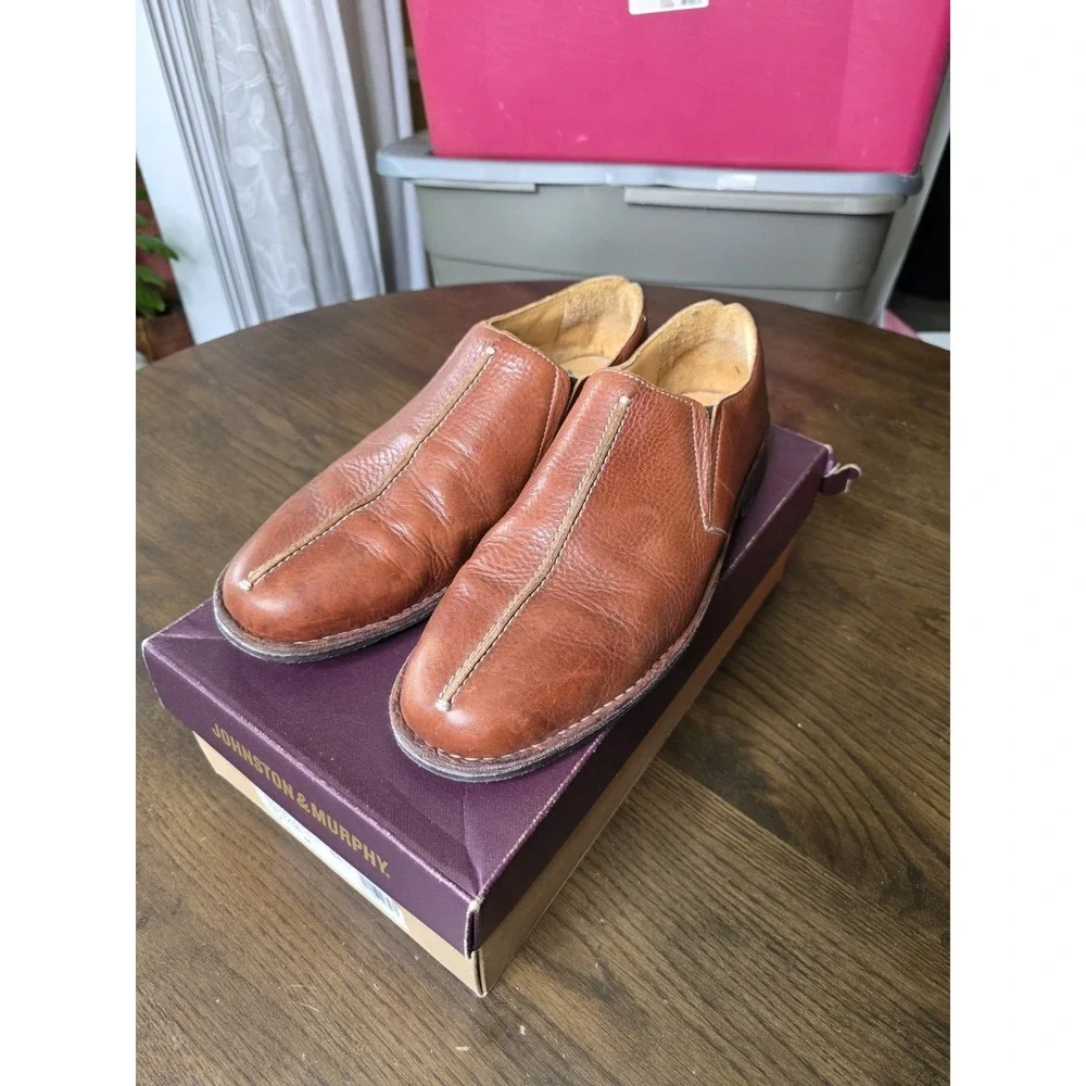 Mens Tommy Bahama Leather Slip On Shoes Sz 13  Split Toe Brown Loafers TB-315 75